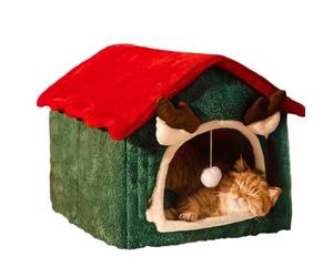 Lit de Noël pour Animal de Compagnie et Chat Niche Maison Nid Détachable Et | Lit De Noël Lavable Aux Chats pour Intérieur Maison Chambre et Salon Hôtel Appartement Dortoir Ba