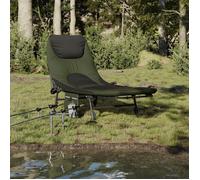 vidaXL Lit de pêche pliable avec pieds à boue réglables Vert