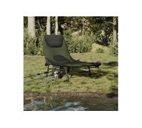 vidaXL Lit de pêche avec Pieds à Boue réglables Pliable Vert, lit de pêcheur, lit de Camping de pêche, lit de Camping Pliable, Chaise de lit de pêche