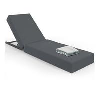 Lit De Piscine, Bain De Soleil Confort Dossier Métal Inclinable 4 Positions Et Matelas Gris