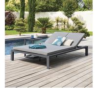 Lit de piscine double ""Evasion"" anthracite & graphite 2 places en aluminium traité époxy - Hespéride