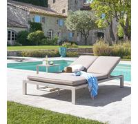 Hespéride Transat de piscine double Escape – 2 places, aluminium traité époxy, Texaline – Argile