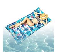 Lit de piscine gonflable à motif de feuilles tropicales | Avec appui-tête en PVC, chaise de piscine gonflable pour hommes, enfants, au bord du lac, bronzage et fête d'été