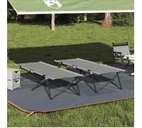 Vidaxl Lits De Plage Pliants Avec Sacs De Transport 2 Pcs Gris Tissu Oxford 600d