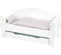 Small Foot Design Canapé‑lit pour poupées 12024 Blanc avec tiroir et accessoires inclus