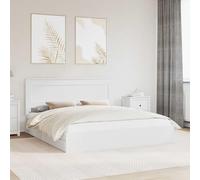 Lit de Rangement Blanc Moderne 200x200 cm, Cadre en Bois d'Ingénierie Durable avec Tête de Lit et Tiroirs, pour Matelas Empereur, 2 Personnes
