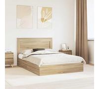 Lit de Rangement Chêne Sonoma 140x190 cm, Bois d'ingénierie Durable, Cadre à Lattes, Tête de Lit Intégrée, Tiroirs Fonctionnels pour Chambre Moderne