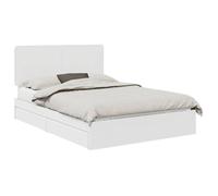 Lit de rangement en bois d'ingénierie - vidaXL - 140x190 cm - Blanc - Avec tiroir - Cadre à lattes - Durable