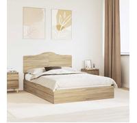 Lit de rangement en bois d'ingénierie - vidaXL - Chêne Sonoma - 160x200 cm - Tiroirs intégrés - Cadre à lattes