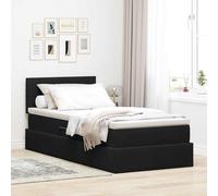 Lit de Rangement en Velours Noir 100 x 200 cm avec Cadre métallique, LED RGB intégrée, Moteur hydraulique, tête de lit et Espace sous-lit pour Chambre Moderne
