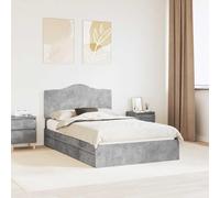 Lit de Rangement Gris Béton 135x190 cm, Cadre Robuste en Bois d'Ingénierie, Base de Lit Double avec Tiroirs Pratiques, Design Moderne pour Chambre