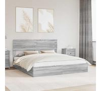 Lit de Rangement Gris Sonoma 180x200 cm, Cadre de Lit Plateforme Moderne Bois d'Ingénierie, Tête Intégrée, Optimisation d'Espace, Durable Chambre Adulte