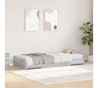 Lit de Rangement Moderne 200 x 90 cm en Bois d'ingénierie Gris Sonoma. Grand Design avec des tiroirs intégrés, Facile à Monter à Deux avec Un Marteau. Parfait pour la Chambre, de Forme rectangulaire,