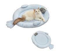 Lit de Refroidissement pour Animaux de Compagnie Style Sceau, Tapis pour Animaux de Compagnie de Pavé de Glace de Refroidissement avec Oreiller Et Fond Non Glip L: 72*60*5 cm(28.3*23.6*1.9 in)