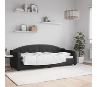 vidaXL Lit de jour avec gigogne et tiroirs – tissu noir 80x200 cm