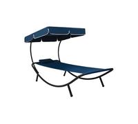 Vidaxl Lit De Repos D'extérieur Avec Auvent Et Oreiller Bleu Bleu
