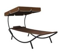 Lit de repos d extérieur avec auvent et oreiller Marron Marron G