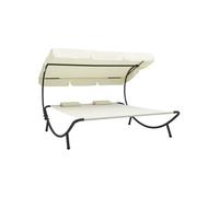 Lit de Repos d'Extérieur avec Auvent et Oreillers Marron Chaise Longue vidaXL