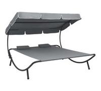 Lit de repos d extérieur avec auvent et oreillers gris Gris G