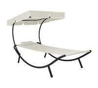 Vidaxl Chaise Longue De Jardin Avec Auvent Et Oreiller Blanc Crème