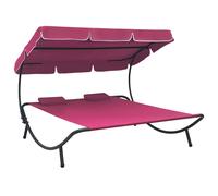 Lit de Repos d'Extérieur avec Auvent et Oreillers Noir Chaise Longue vidaXL