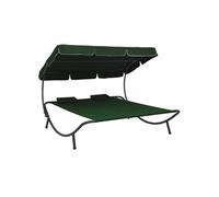 Lit de Repos d'Extérieur avec Auvent et Oreillers Noir Chaise Longue vidaXL