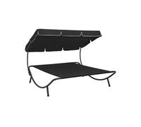 Vidaxl Lit De Repos D'extérieur Avec Auvent Noir