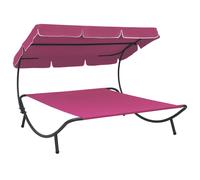 Lit de Repos d'Extérieur avec Auvent Noir Chaise Longue Transat Jardin vidaXL