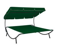 Lit de Repos d'Extérieur avec Auvent Noir Chaise Longue Transat Jardin vidaXL