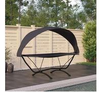 Lit de repos d'extérieur - - Noir - Acier - Tissu Oxford - Auvent amovible