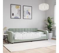 Lit de repos gris clair 90x190 cm velours 354071