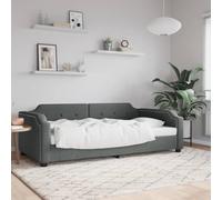 Lit de Repos Gris foncé 90x200 cm Cadre de lit Plateforme Tissu, Canapé-lit Polyvalent avec Dossier, Cama Moderne Robuste Salon Divan Espace Rangement sans Matelas