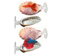 Lit De Repos Pour Poisson Betta - 1,97 Pouces 4 Pièces En Forme De Coquille Pour Aquarium, Lieu De Repos Stable Pour Poissons, Hamac Betta Avec Ventouse | Décor De Détente Confortable Pour L'affichage