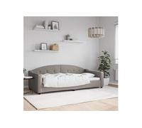 Lit de repos taupe 90x200 cm tissu 354186
