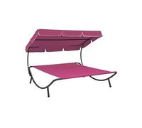 Lit de repos transat chaise longue d'extérieur 200 cm avec auvent rose 02_0012014