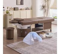 Lit de shampoing électrique sans marque avec bain de pieds et chauffe-eau à | Fonction de thérapie de la tête, fonction de massage, design de fumigation, adapté pour salon et spa