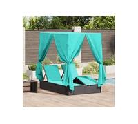 lit de soleil double Ensemble de 2 Noir et turquoise