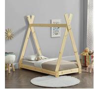 Lit de Tipi pour Enfant Onejda Bois Naturel 140 x 70 cm [en.casa]