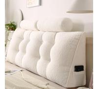 Lit de Twin Twin XL, PP Coton Remplissage King tête de lit Triangle Pleine Grandeur avec oreillers de coule Moonlight White 150 * 50 * 20cm