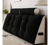 Lit de Twin Twin XL, PP Coton Remplissage King tête de lit Triangle Pleine Grandeur avec oreillers de coule Black 150 * 50 * 20cm