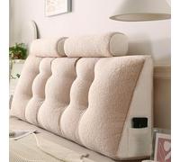 Lit de Twin Twin XL, PP Coton Remplissage King tête de lit Triangle Pleine Grandeur avec oreillers de coule Cream 150 * 50 * 20cm