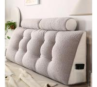 Lit de Twin Twin XL, PP Coton Remplissage King tête de lit Triangle Pleine Grandeur avec oreillers de coule Plain Grey 150 * 50 * 20cm