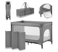 Lionelo Lit parapluie 2-en-1 Jasmin, matelas mousse T25, pliage rapide, 2 roues, jusqu'à 15 kg, gris