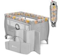 Lionelo Lit bébé Stefi – Jusqu'à 15 kg, entrée latérale, LockGuard, pliage rapide, sac de transport