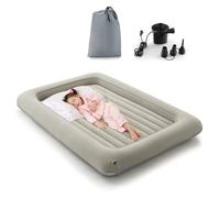 Lit de voyage gonflable pour enfants - Matelas gonflable portable avec pompe électrique, sac de rangement et kit de réparation pour le camping et la maison (gris)