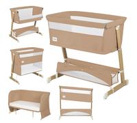 Lionelo Lit bébé 5en1 Thomi Plus - Lit cododo, parc, canapé‑lit, jusqu'à 100 kg, 2 matelas, Caramel