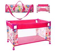 Lit de Voyage Pliable pour poupée jusqu'à 45cm avec Sac de Transport et Accessoires Jouet d'imitation pour Enfants 3 Ans et Plus