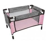 Lit De Voyage Poupee Et Housse, Design Rose Gris Jean - 44x29x28cm - Jouet Lit Parapluie Poupon - Set Accessoire Doll, Baby + Carte