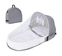 Lit de Voyage pour bébé, Berceau de Voyage Portable pour bébé avec Moustiquaire et Jouets, Lit de Voyage Pliable pour bébé pour les Voyages à la Maison (Gris)