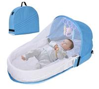 Lit de voyage pour bébé, berceau portable plitable de voyage avec une tente bébé détachable lavable et pépinière pour, bleu